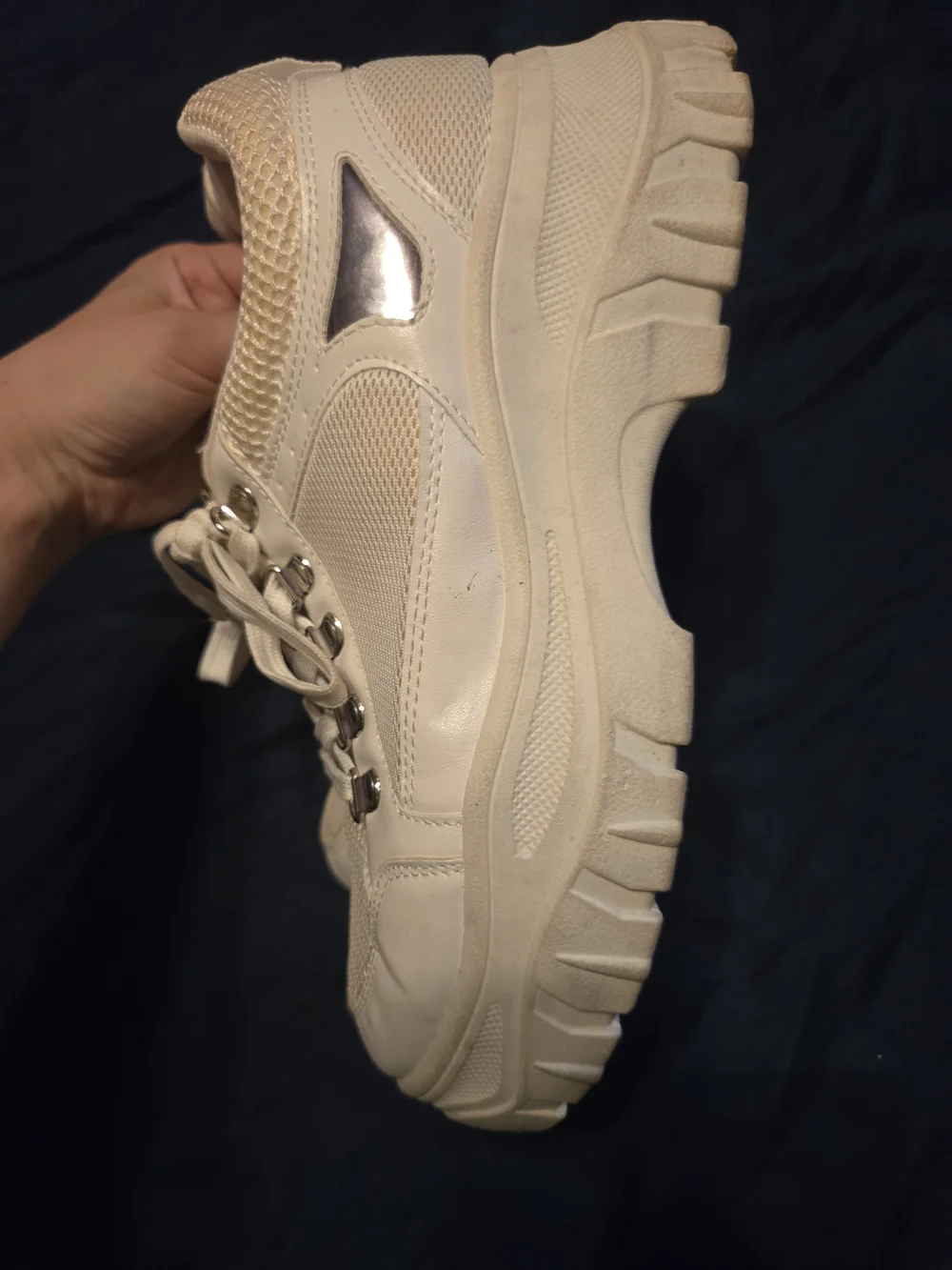 Women’s Chunky Lace-Up Sneakers in Cream